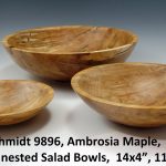 Glenn Schmidt 9896, Ambrosia Maple, “Set of 3 nested Salad Bowls, 14x4”, 11x3”, 8x2”