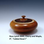 Ross Lynch 9945, Cherry and Maple, 9”, “Lidded Bowl I”